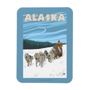AlaskaDogsledding Vintages Reise-Plakat Magnet