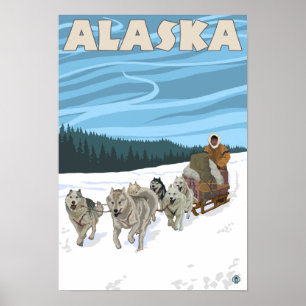 AlaskaDogsledding Vintages Reise-Plakat Poster