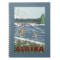 AlaskaFly Fisherman Vintage Travel Poster
