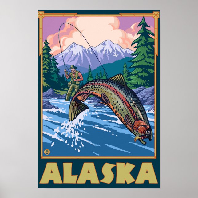 AlaskaFly Fishing Scene Poster (Vorne)