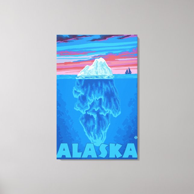 AlaskaIceberg Vintage Travel Poster Leinwanddruck (Vorderseite)