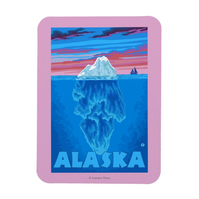 AlaskaIceberg Vintage Travel Poster Magnet (Vertikal)