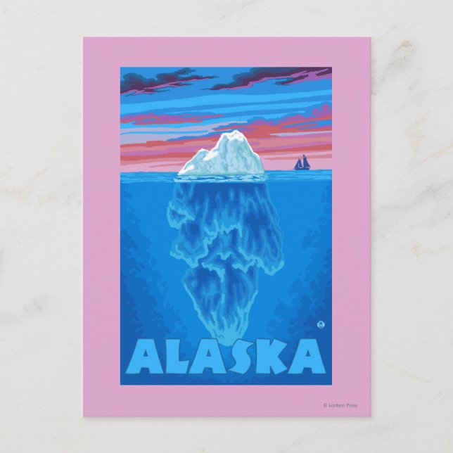 AlaskaIceberg Vintage Travel Poster Postkarte (Vorderseite)