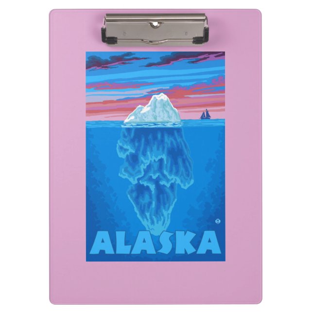 AlaskaIceberg Vintages Reise-Plakat Klemmbrett (Vorderseite)