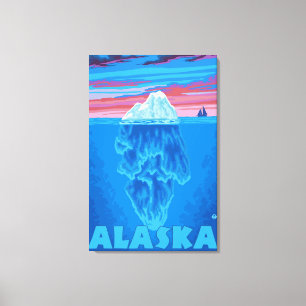 AlaskaIceberg Vintages Reise-Plakat Leinwanddruck