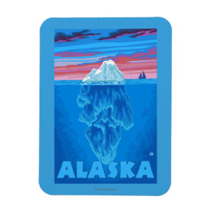 AlaskaIceberg Vintages Reise-Plakat Magnet