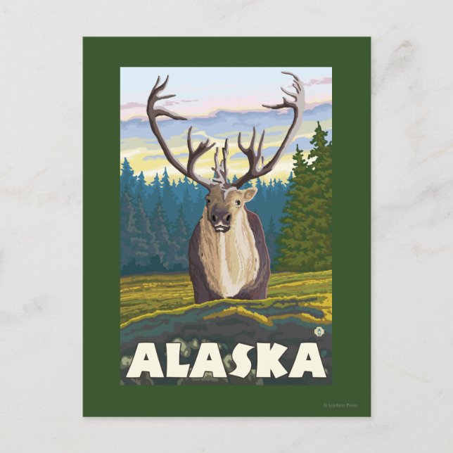 AlaskaKaribik im Wilden Vintage Postkarte (Vorderseite)