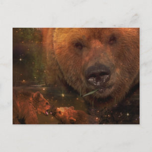 Alaskan Bear mit Cubs Postkarte