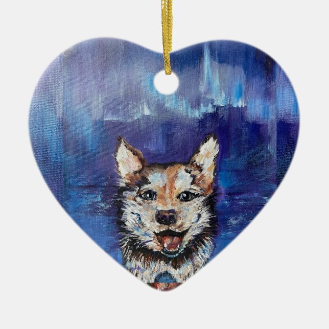 Alaskan Borealis Pup Keramik Keramik Ornament (Vorne)