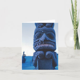 Alaskan Carved Totempole Winterszene geklappt Karte