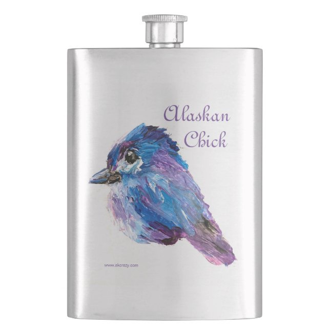 Alaskan Chick klassische Flasche Flachmann (Vorderseite)