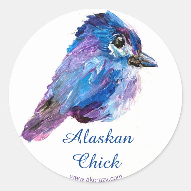 Alaskan Chick Round Aufkleber (Vorderseite)