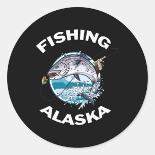 Alaskan Fish Alaska's Wilder Lachs Souvenir Fische Runder Aufkleber