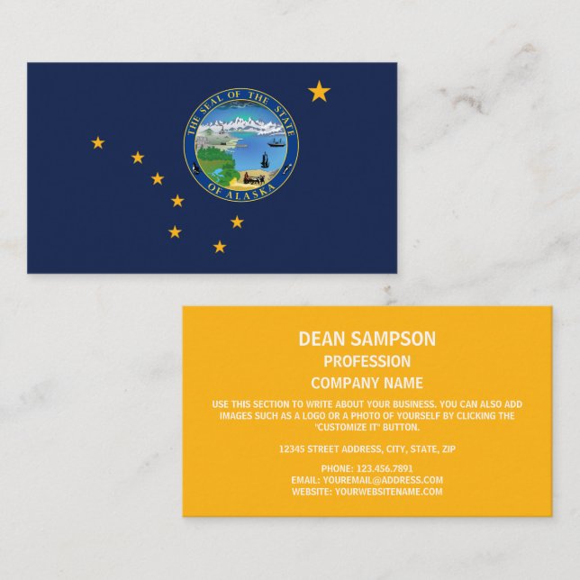 Alaskan Flag & Siegel, Flagge von Alaska Visitenkarte (Vorne/Hinten)