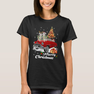 Alaskan Husky auf rotem LKW Weihnachts-Pyjama-Hund T-Shirt