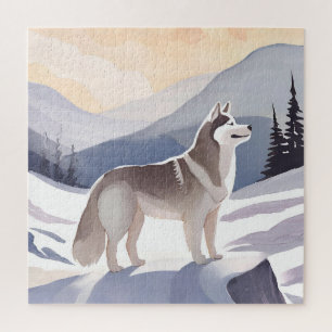 Alaskan Husky   Dog Mountain Aquarell