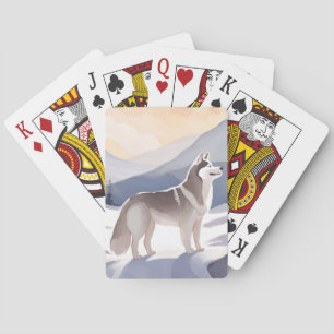 Alaskan Husky Dog Mountain Aquarell Spielkarten