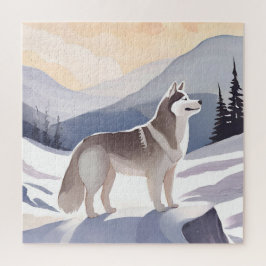 Alaskan Husky | Dog Mountain Watercolor