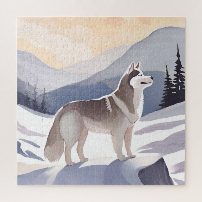 Alaskan Husky | Dog Mountain Watercolor (Vertikal)