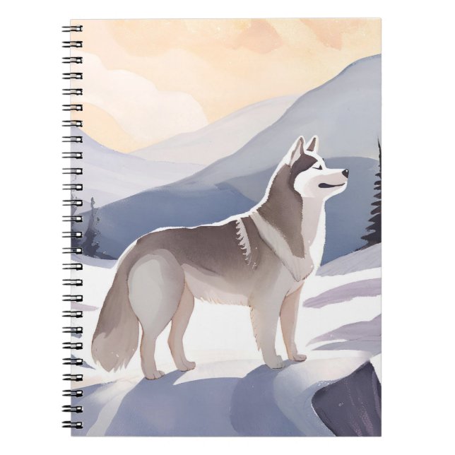 Alaskan Husky | Dog Mountain Watercolor Notizblock (Vorderseite)
