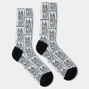 Alaskan Klee Kai AKK Husky Gemälde Süße Hunde Kuns Socken