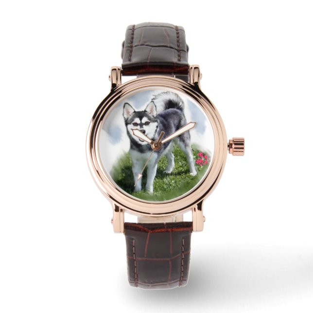 Alaskan Klee Kai Dog Art Armbanduhr (Vorderseite)
