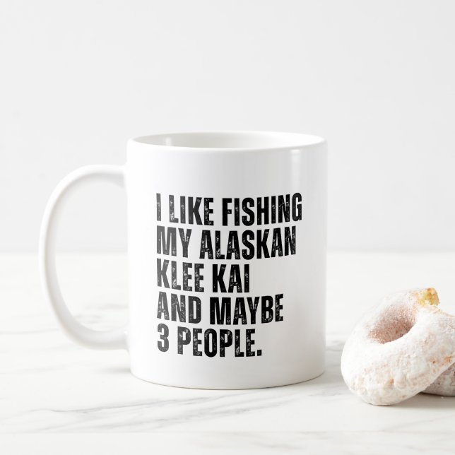 Alaskan Klee Kai Dog Eigentümer Funny Fishing Love Kaffeetasse (Mit Donut)