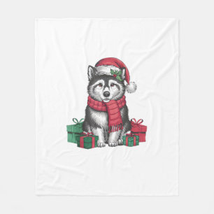 Alaskan Klee Kai Dog Weihnachtsfeiertage Party Hol Fleecedecke