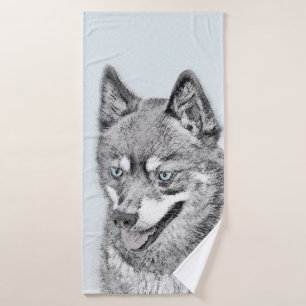 Alaskan Klee Kai Malerei - Niedliche Original Hund Badhandtuch Set