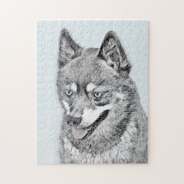 Alaskan Klee Kai Painting - Niedliche Original Dog (Vertikal)