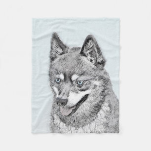 Alaskan Klee Kai Painting - Niedliche Original Dog Fleecedecke