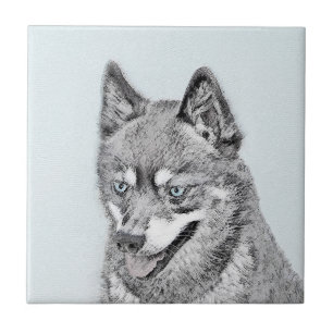 Alaskan Klee Kai Painting - Niedliche Original Dog Fliese