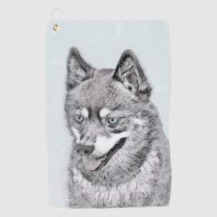 Alaskan Klee Kai Painting - Niedliche Original Dog Golfhandtuch