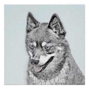 Alaskan Klee Kai Painting - Niedliche Original Dog Poster