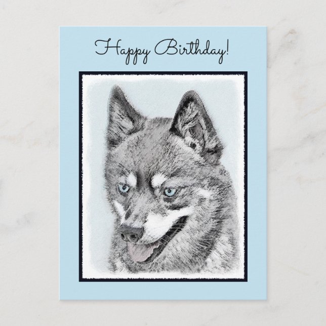Alaskan Klee Kai Painting - Niedliche Original Dog Postkarte (Vorderseite)