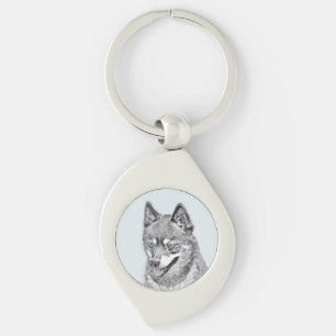 Alaskan Klee Kai Painting - Niedliche Original Dog Schlüsselanhänger