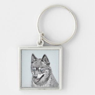 Alaskan Klee Kai Painting - Niedliche Original Dog Schlüsselanhänger
