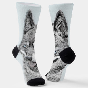 Alaskan Klee Kai Painting - Niedliche Original Dog Socken