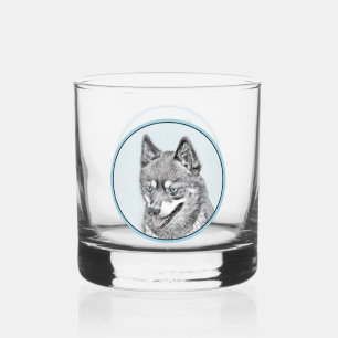 Alaskan Klee Kai Painting - Niedliche Original Dog Whiskyglas