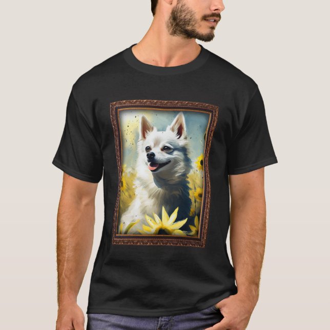 Alaskan Klee Kai Painting Sunflower Blume Mama Wom T-Shirt (Vorderseite)