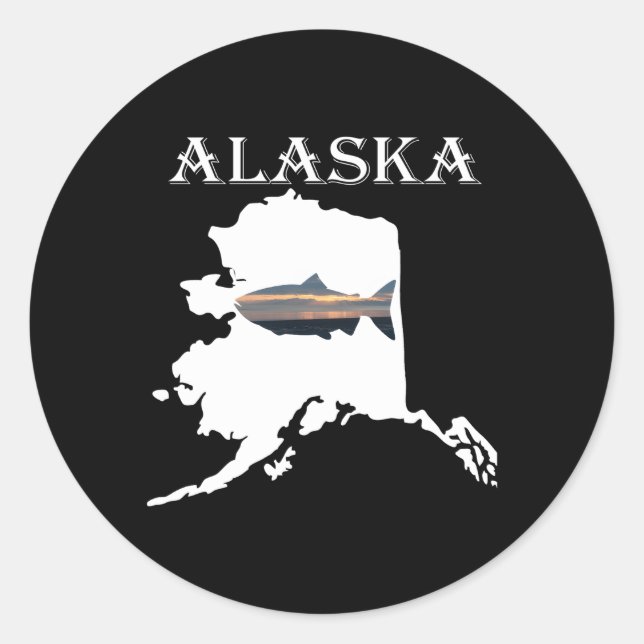 Alaskan Lachs Fisch Alaska Angeln Runder Aufkleber (Vorderseite)