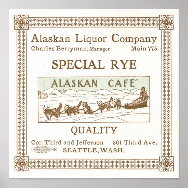 Alaskan Liquor Company Werbung Circa 1912 Poster (Vorne)