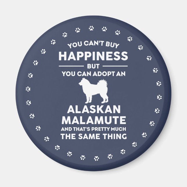 Alaskan Malamute Adoption Glück Magnet (Vorne)