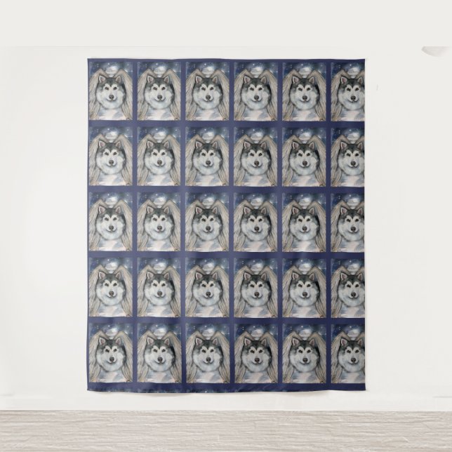Alaskan Malamute Angel Wandteppich (Vorderseite)