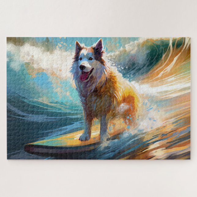 Alaskan Malamute Beach Surfmalerei (Horizontal)