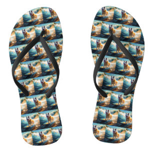 Alaskan Malamute Beach Surfmalerei Flip Flops