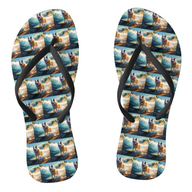 Alaskan Malamute Beach Surfmalerei Flip Flops (Fußbett)