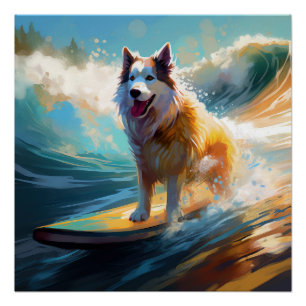 Alaskan Malamute Beach Surfmalerei Poster