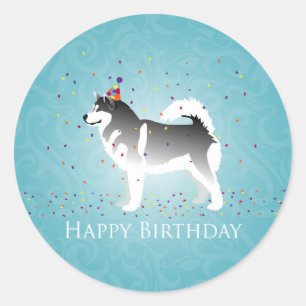 Alaskan Malamute Birthday Design Runder Aufkleber