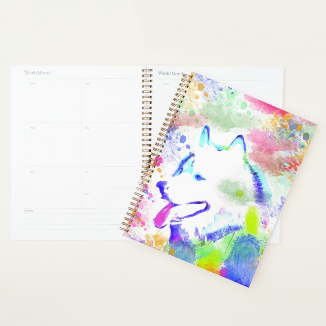 Alaskan Malamute Chien Watercolor Art Portrait (Devant avec enveloppe)